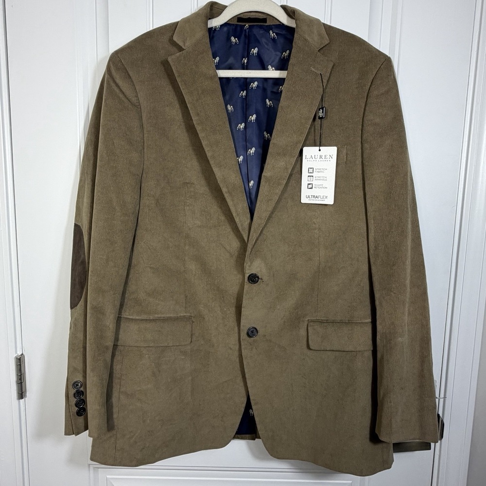 Lauren Ralph Lauren Ultraflex Corduroy Sport Coat Blazer Brown 44L
